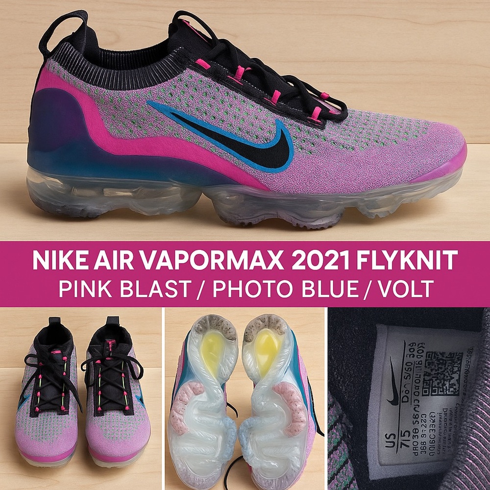 Nike Air VaporMax Flyknit in Pink and Blue. Women’s 7.5 New Without Box.
